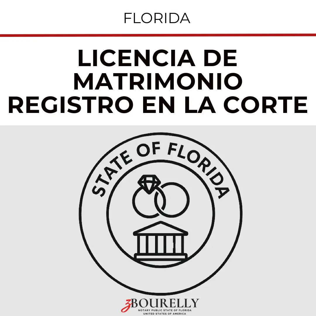 Licencia de Matrimonio Florida, Registro en la Corte
