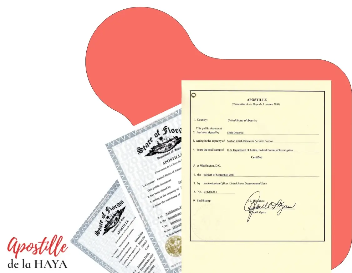 Apostille certificate issued by the U.S. Department of State for an FBI Background Check
