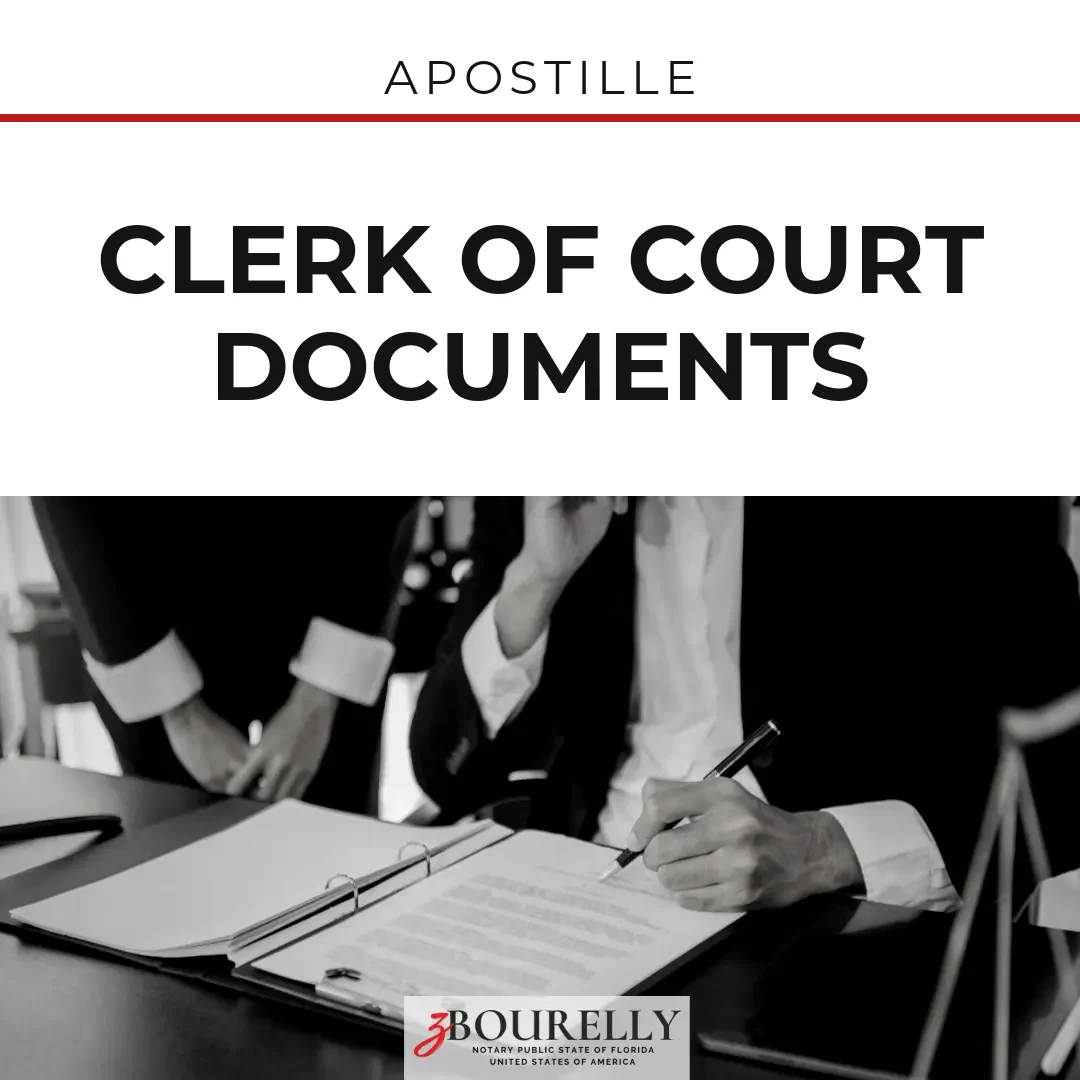 Clerk of Court Documents — Apostille (states other than Florida) · Apostille de la Haya
