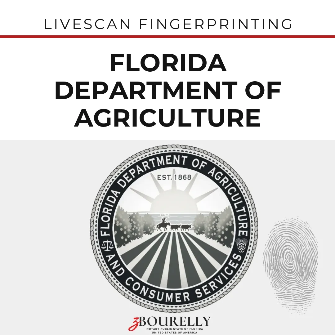 Florida Department of Agriculture (DOA) — Livescan Fingerprinting · Apostille de la Haya