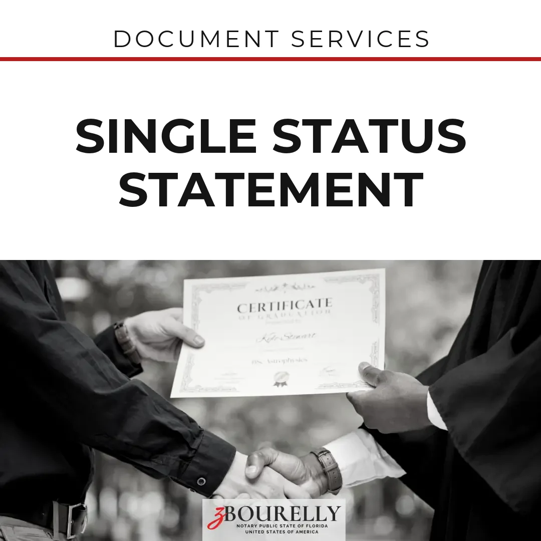 Single Status Statement (Unmarried Certificate) — U.S. · Apostille de la Haya